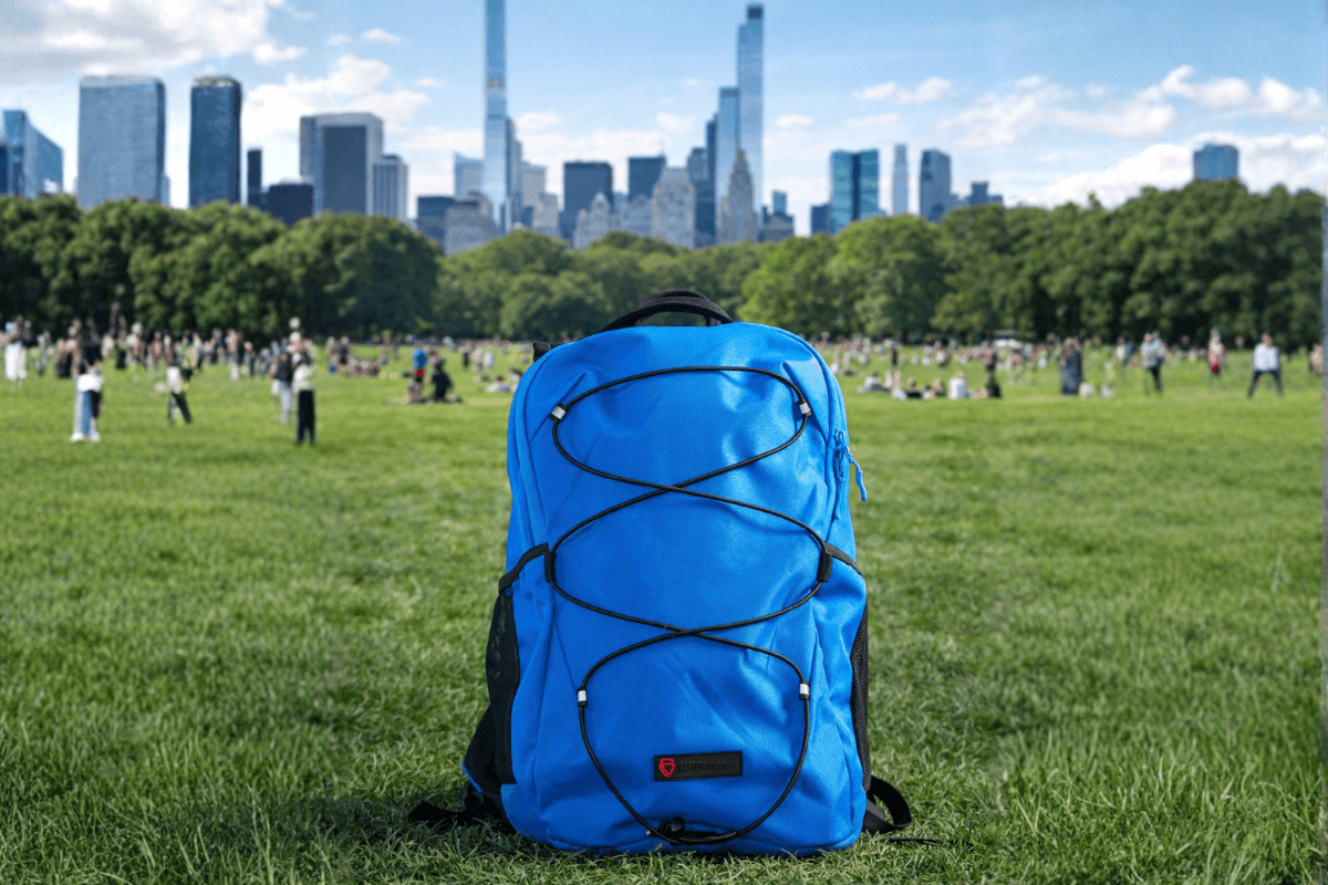 Bullet resistant backpack BP Defence in a public space